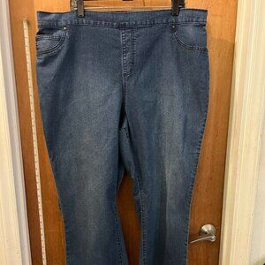 Size 2X(22/24WP) - Catherines - Petite Blue Pull-on Jeans w/Elastic Waist - W42"